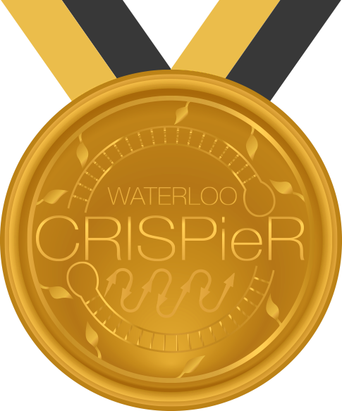 gold medal with Waterloo iGEM CRISPieR logo